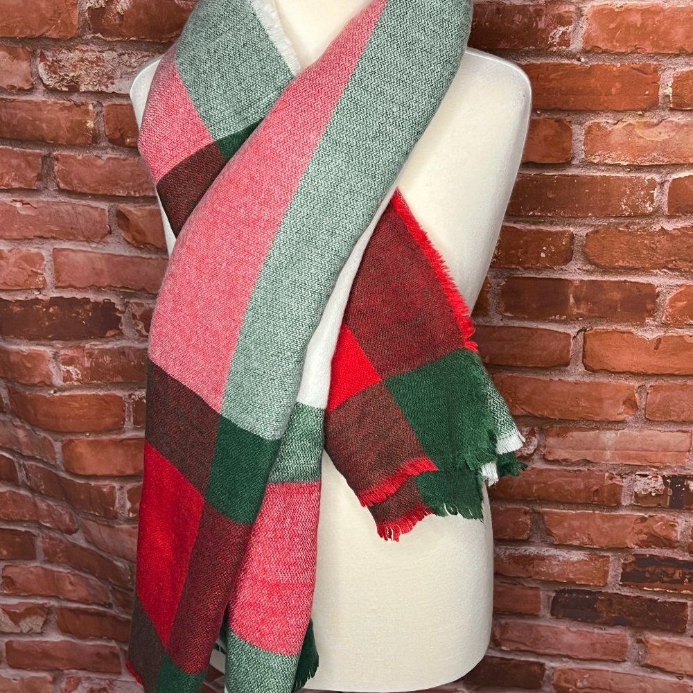 Red, White, and Green Colored Scarf
